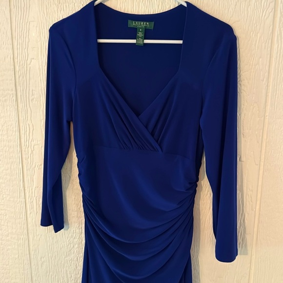 Lauren Ralph Lauren rouched 3/4 sleeve dress 8 - Picture 4 of 4